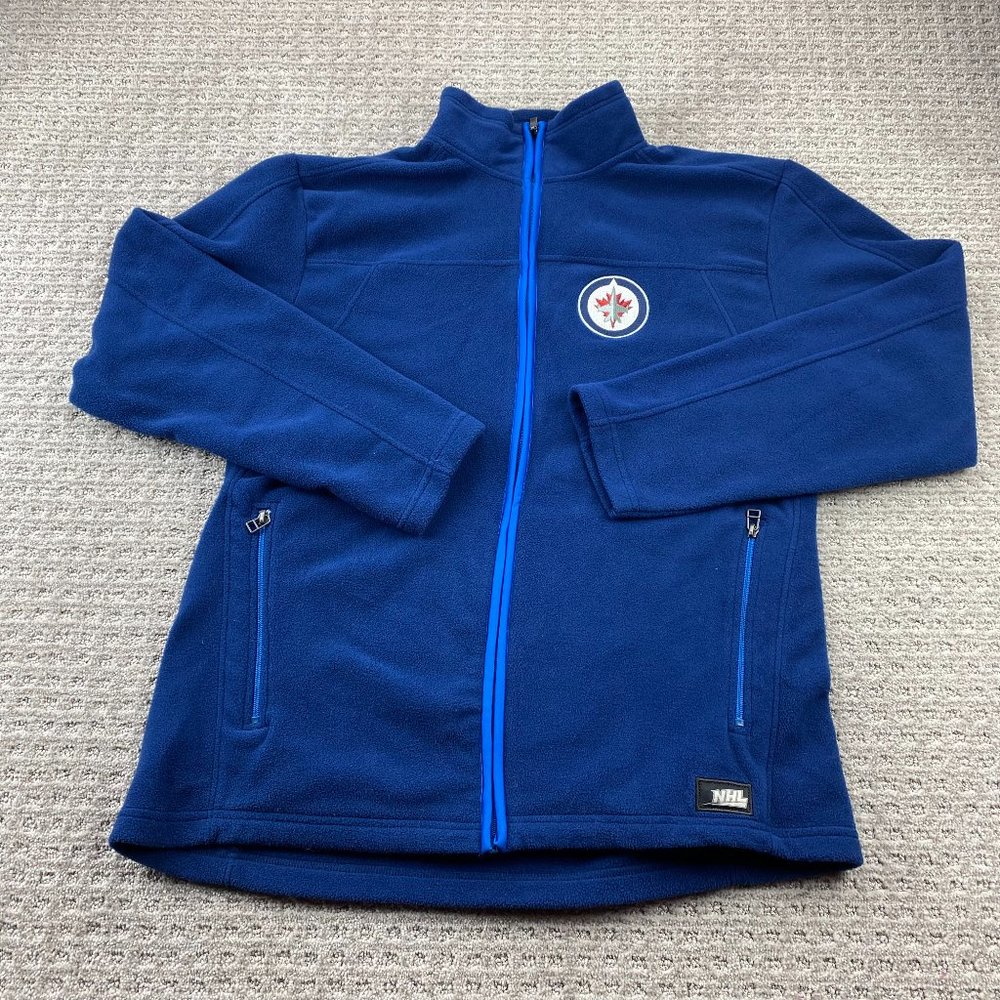 Winnipeg Jets Fleece Sweater Men Large L Blue Full Zip NHL Hockey Sports Casual